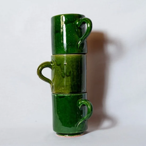 Grand Mug en céramique artisanale verte de Tamegroute - Élégance berbère authentique