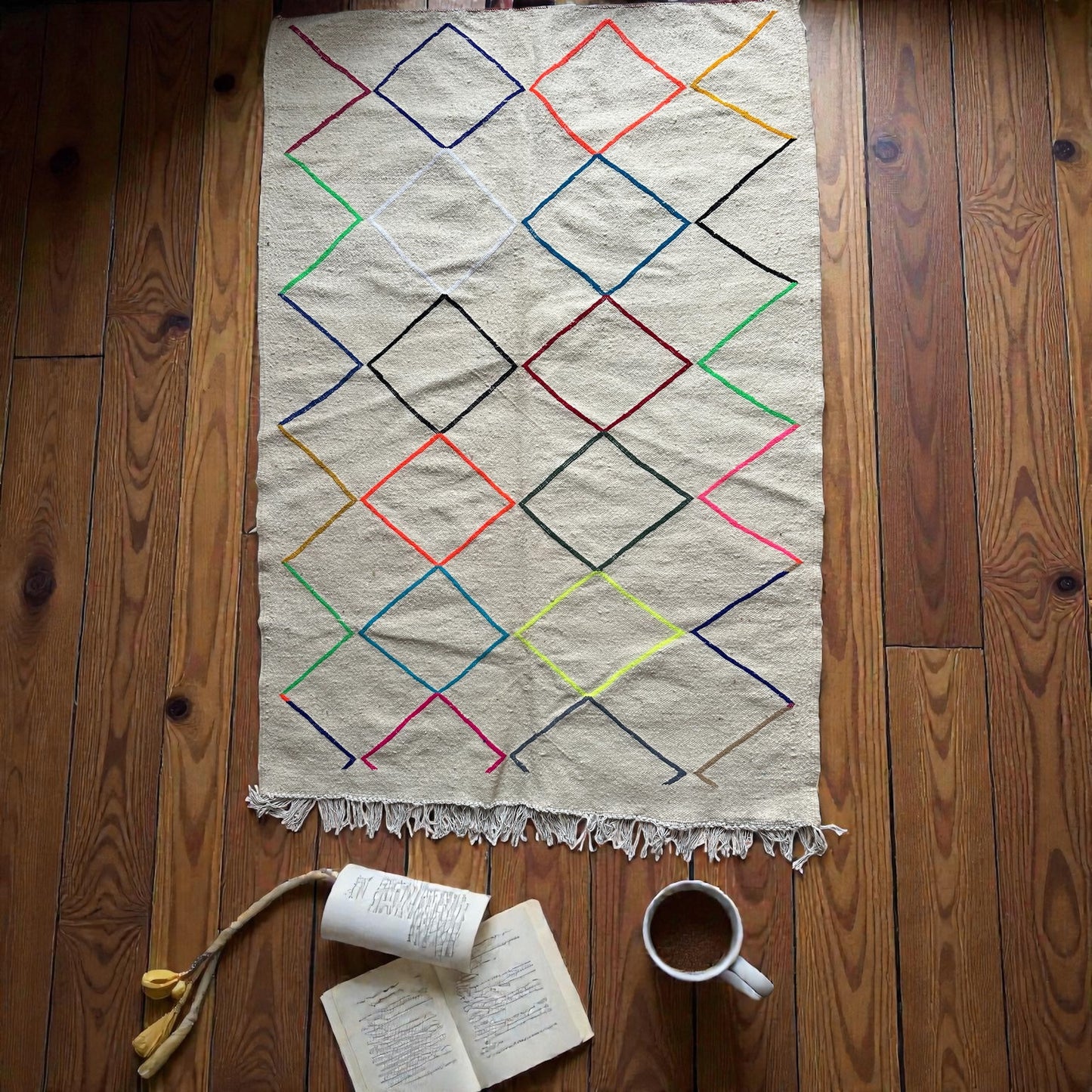 Petit tapis Berbère en laine – Modèle unique, tissé main (101–102 cm x 148 cm)